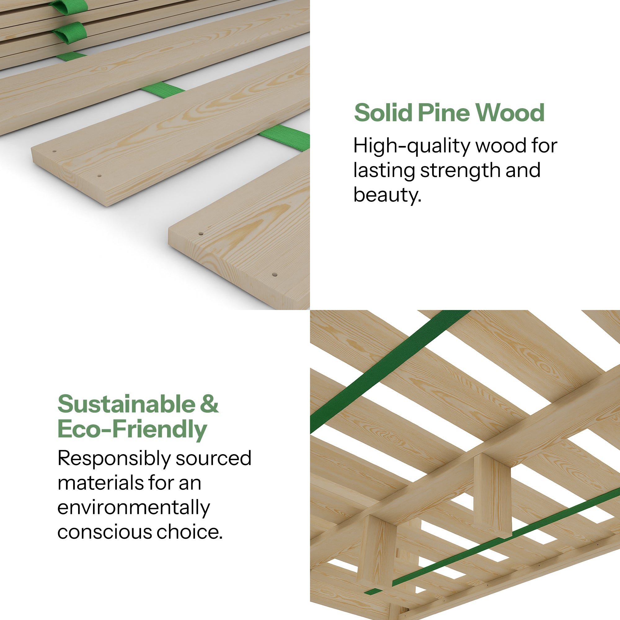 Wooden Slats (Set of 8 Wide Slats) to Fit Standard Bed Sizes