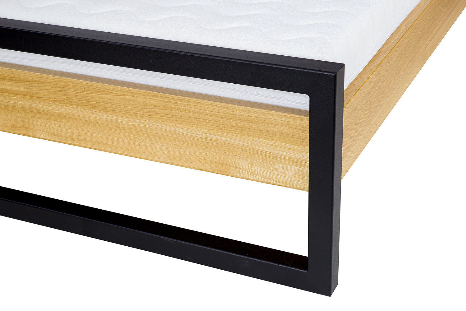 Industrial Steel And Solid Oak Bed Frame - Fortitude Oak & Steel Collection