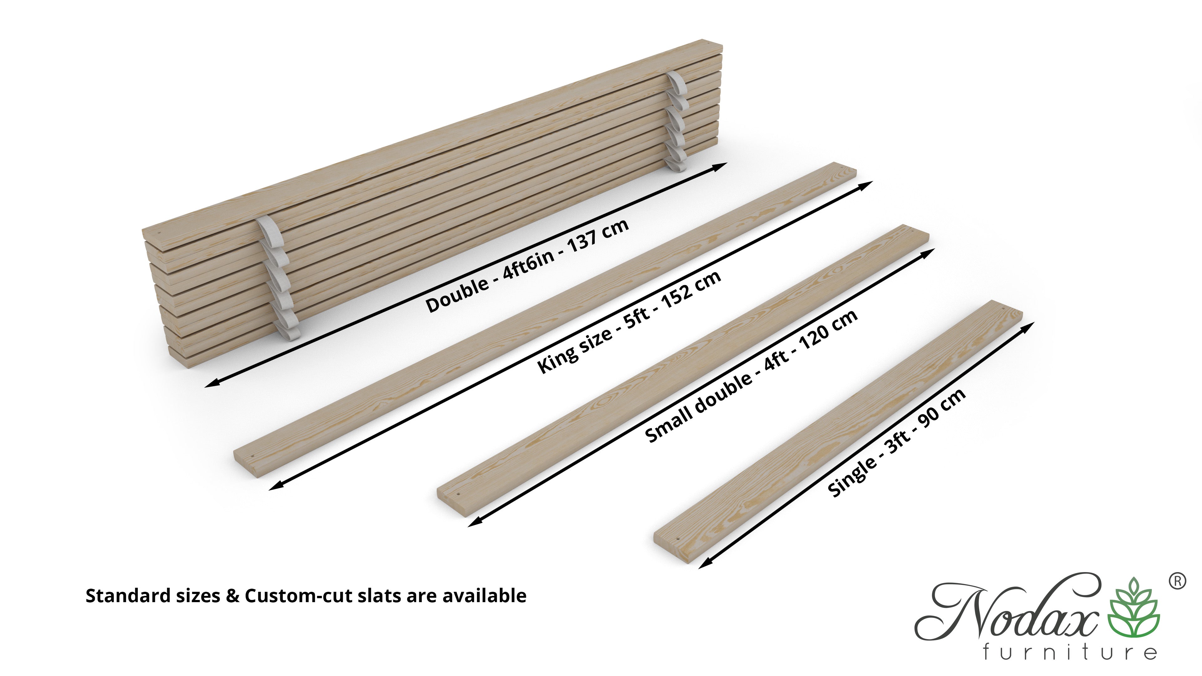 12 Nodax wooden slats, slats ready to Install with predrilled holes and screws, dimensions vary due to bed size, sturdy wooden slats 