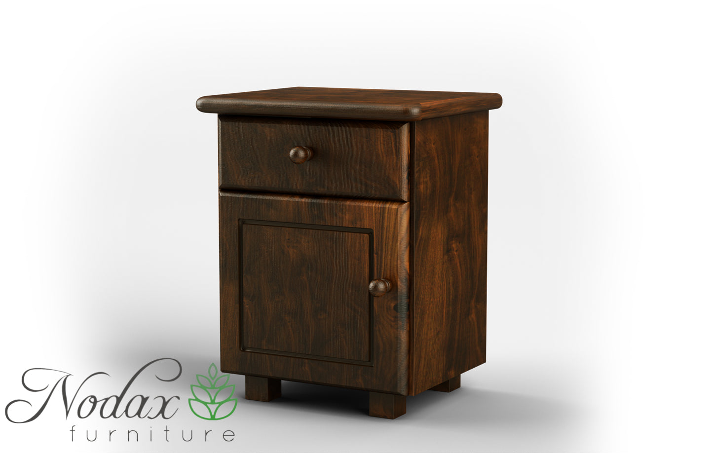 Nodax B4 bedside cabinet,  one small drawer and one door shelf, bedside table, walnut finish
