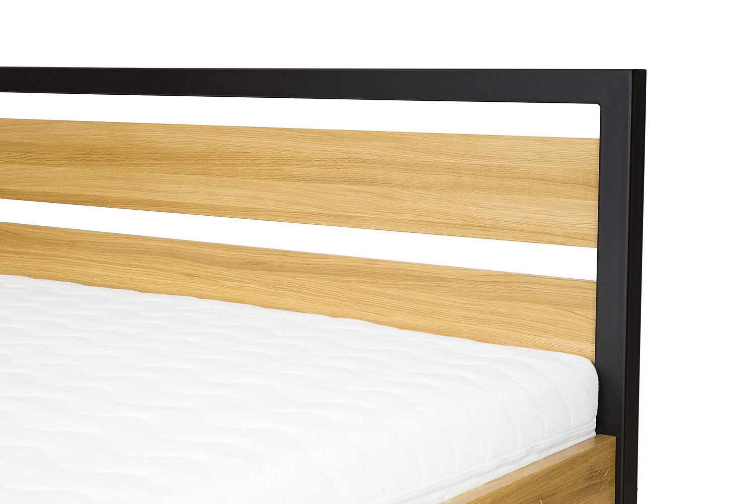 Industrial Steel And Solid Oak Bed Frame - Fortitude Oak & Steel Collection