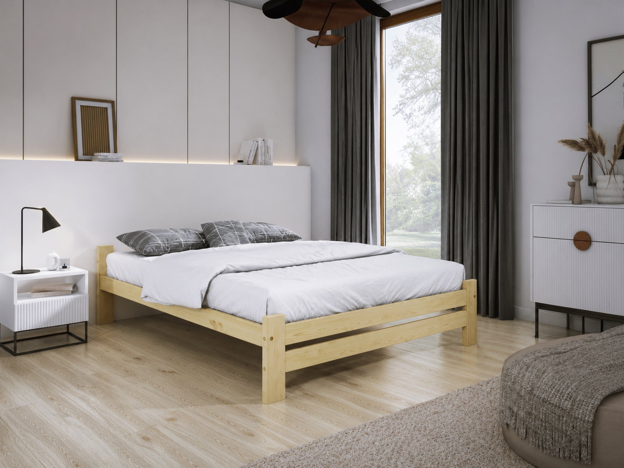 Wooden Bed Frame Apus (F14) - Natural Untreated Wood