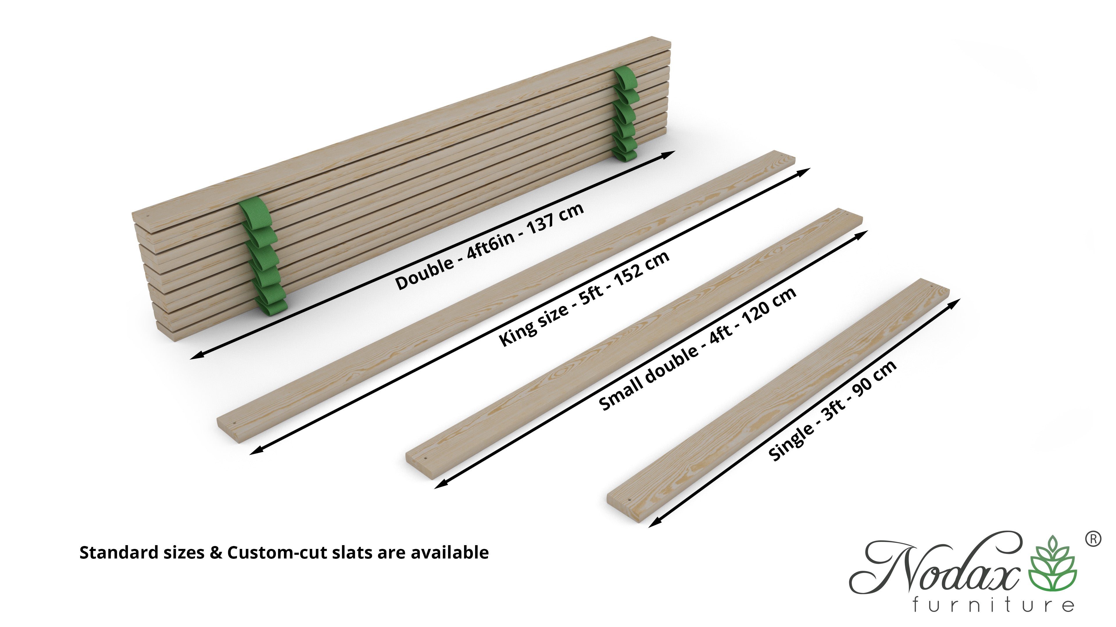 Nodax wooden slats, slats ready to Install with predrilled holes and screws, sturdy wooden slats, standard UK bed size slats