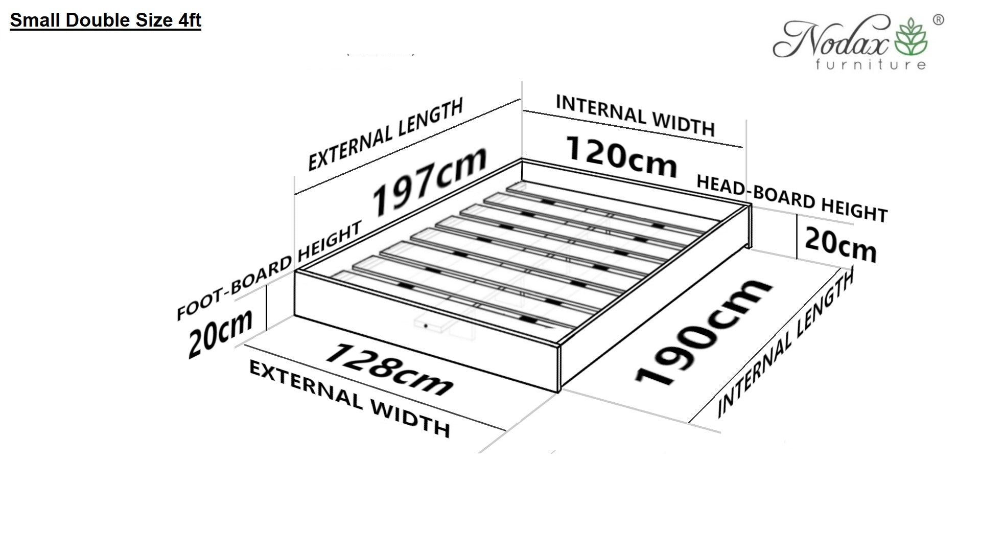 Nodax F9 zen wooden bedframe, low raised bed, japanese platform bed, small double size, dimensions