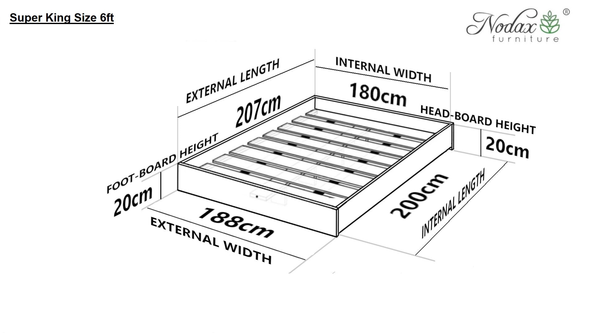 Nodax F9 zen wooden bedframe, low raised bed, japanese platform bed, super king size bed, dimensions