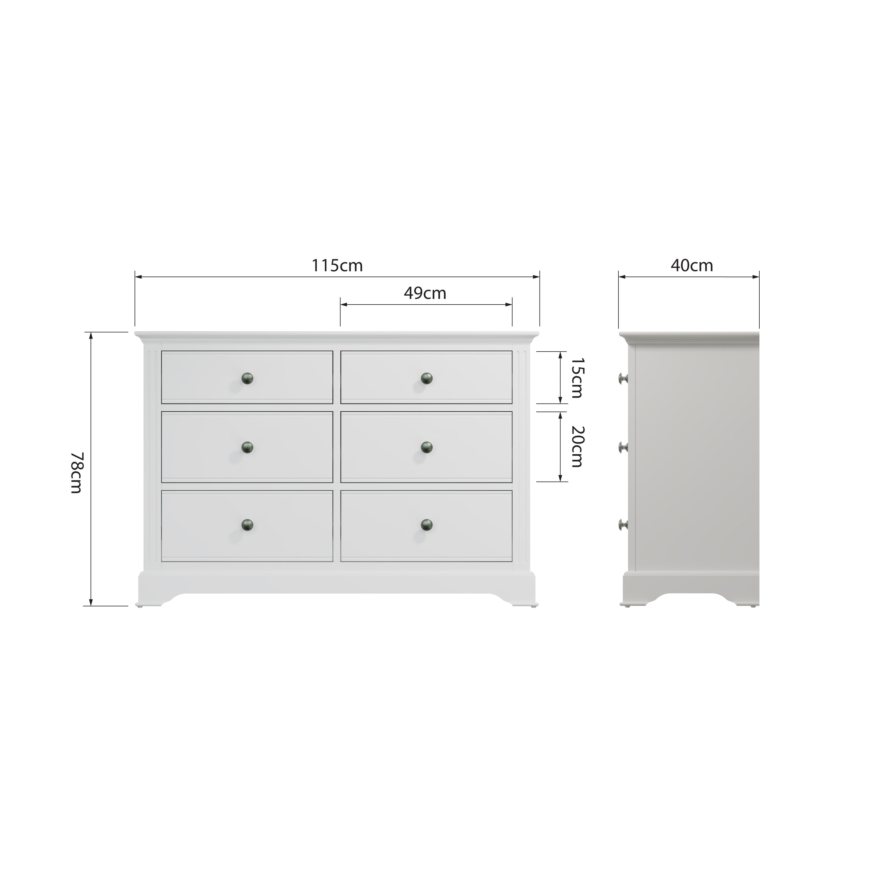 Wooden 6-Drawer Chest - White Prestige Collection