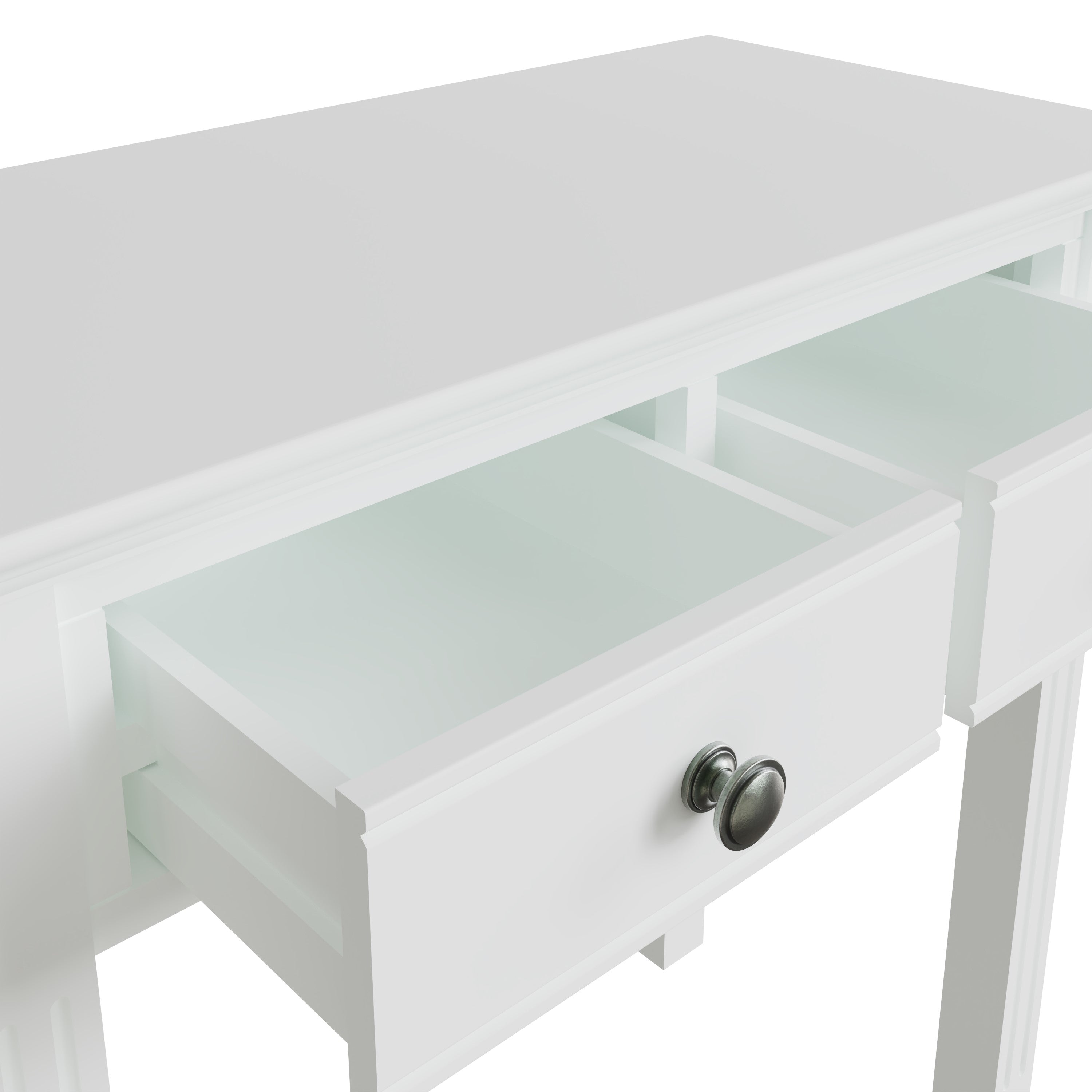 Wooden Dressing Table With Stool & Mirror - White Prestige Collection