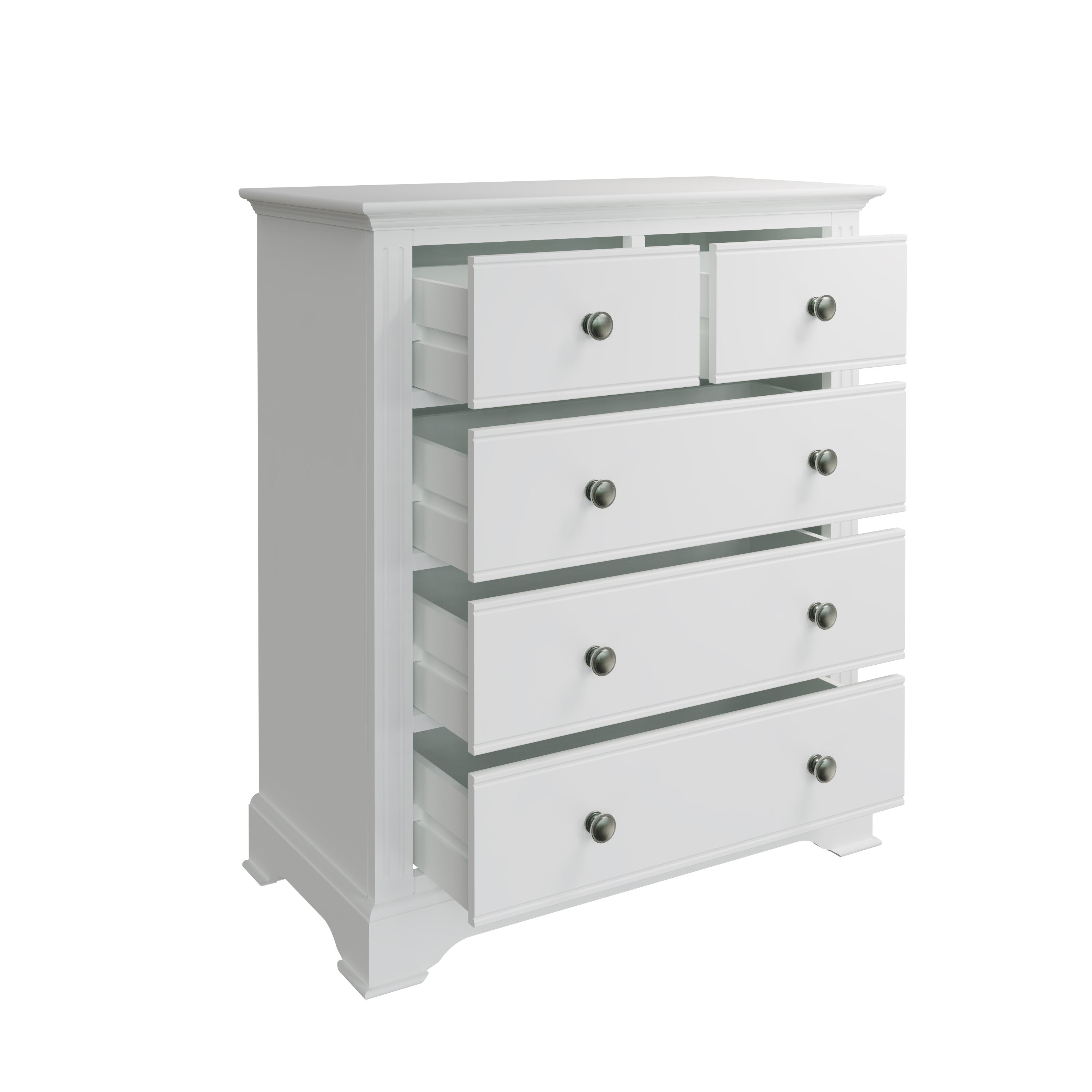 Wooden Chest of Drawer 2 Over 3 - White Prestige Collection