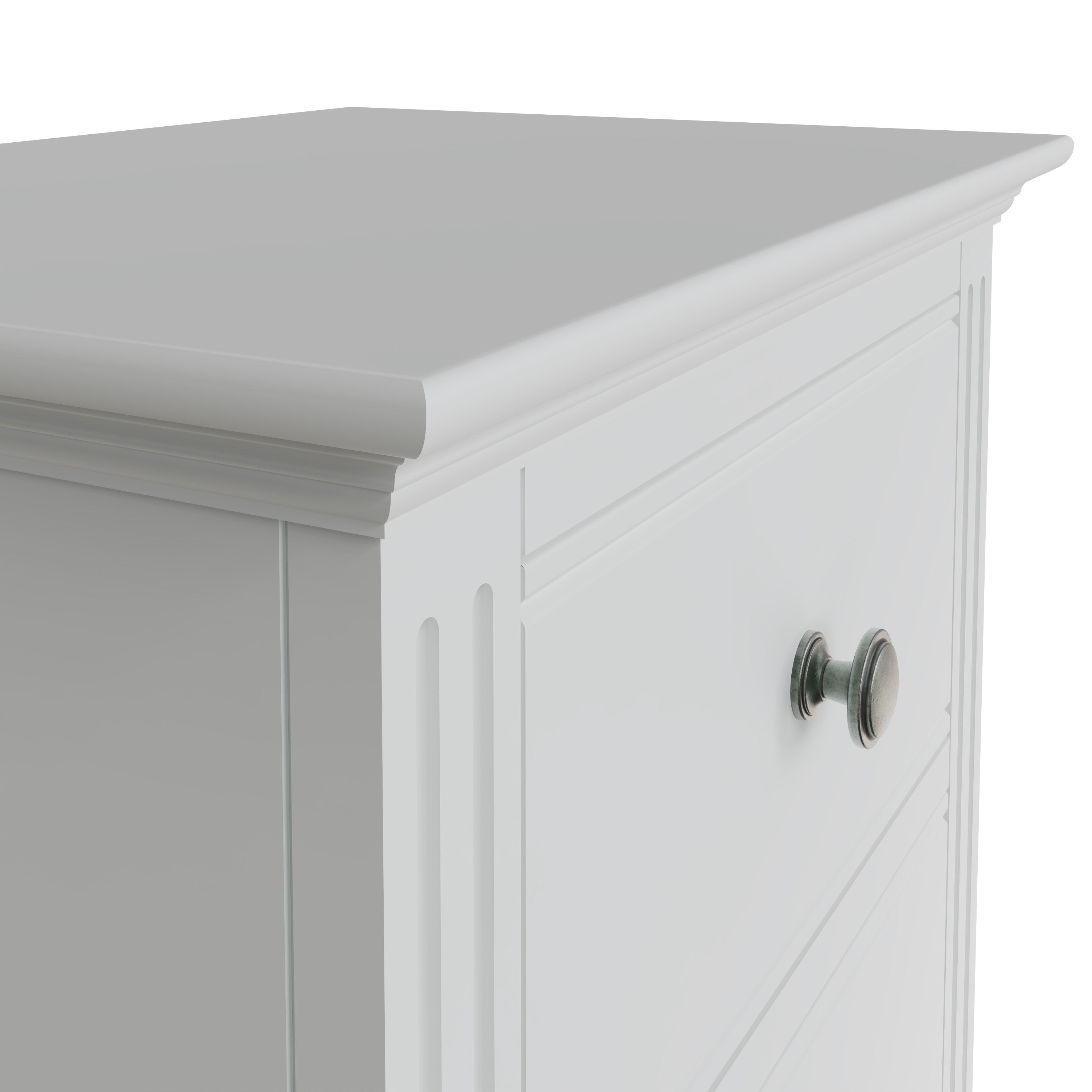 Wooden 5 Drawer Narrow Chest - White Prestige Collection