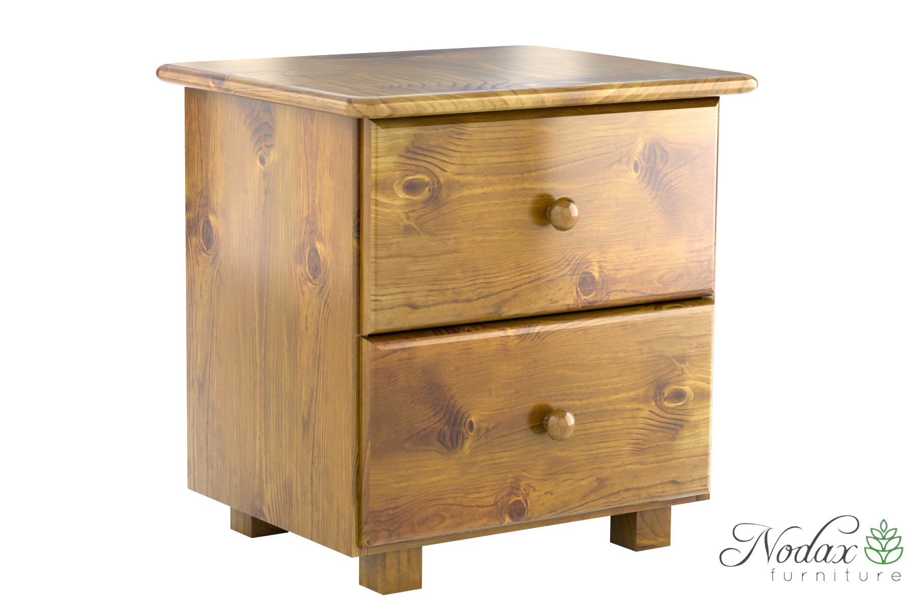 Nodax B2 bedside cabinet,  two drawer shelf, bedside table, oak finish
