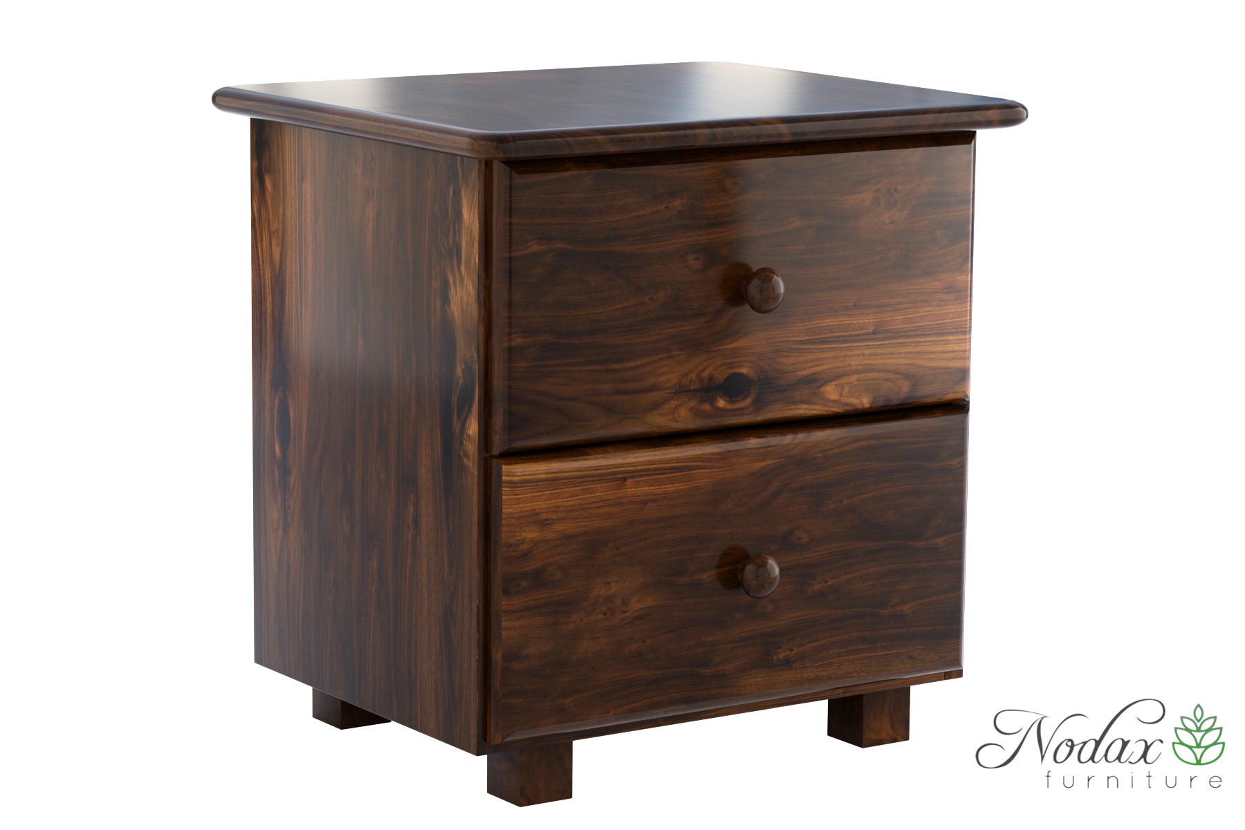 Nodax B2 bedside cabinet,  two drawer shelf,  bedside table, walnut finish