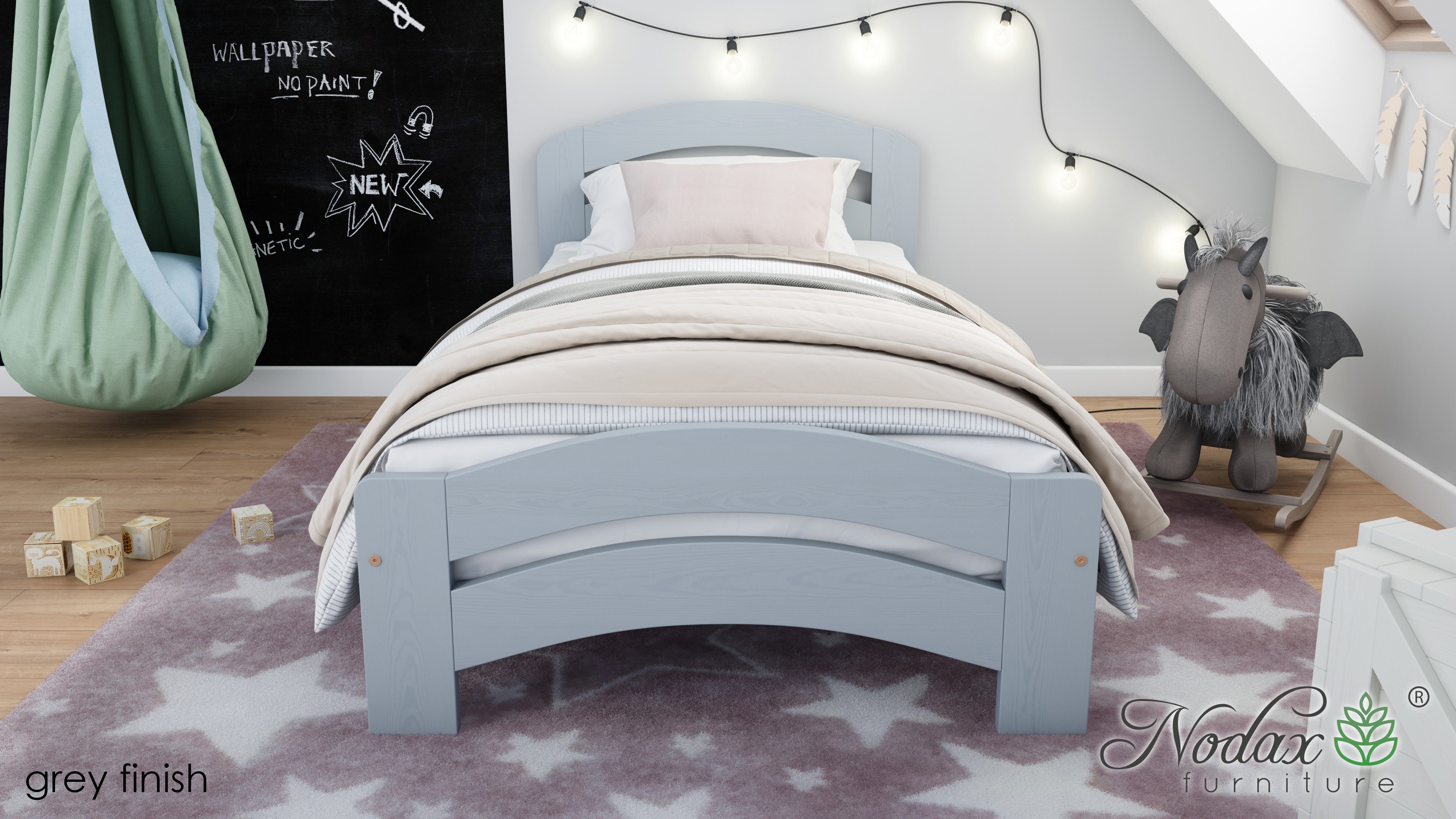 Nodax F10 Dala, Nodax wooden children's single bed, grey finish