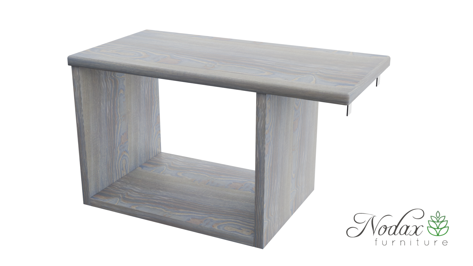 Nodax B6 bedside cabinet, 2 open shelf space,  overhanging bedside table, floating nightstand, grey-washed finish 