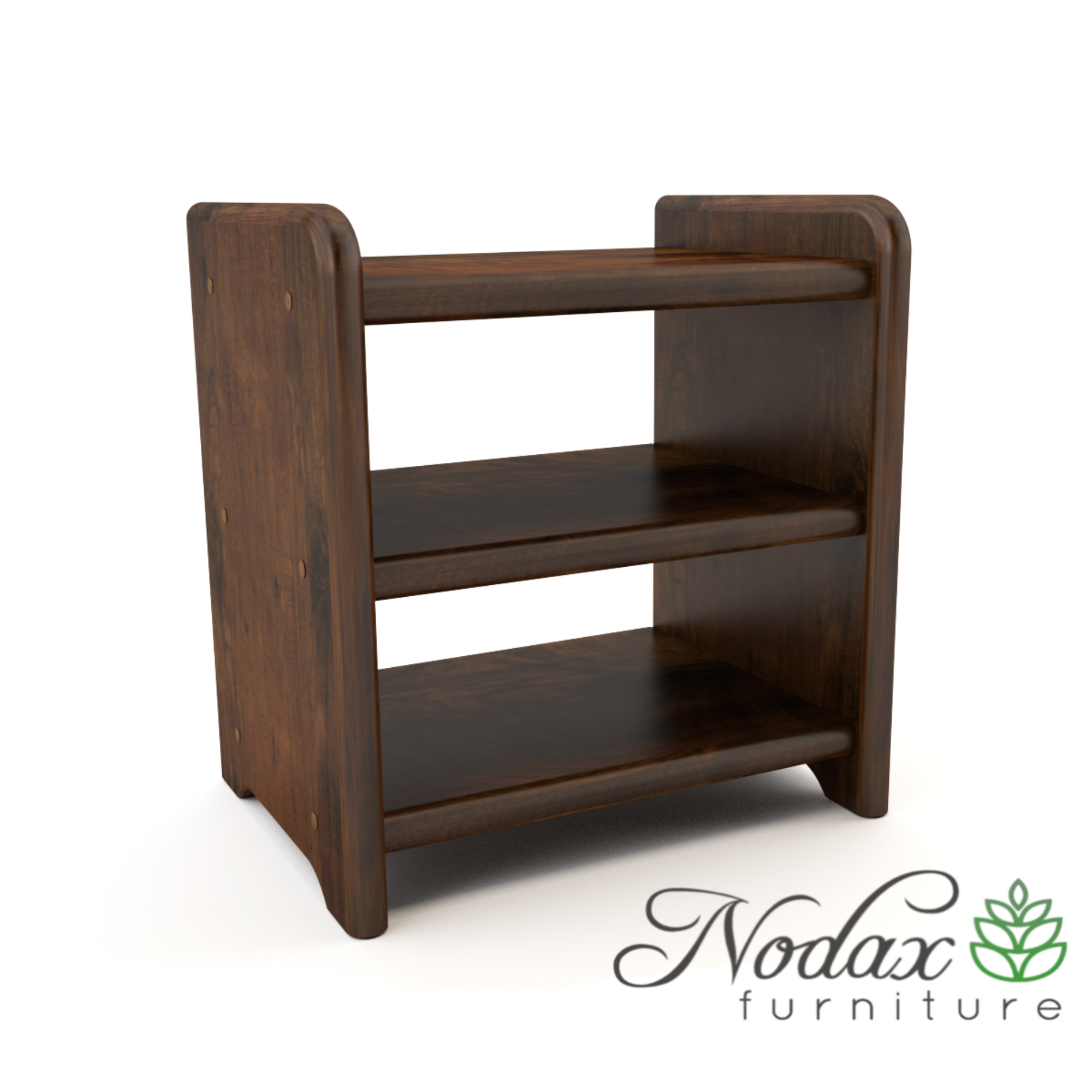 Nodax B5 bedside cabinet,  3 open shelf space, bedside table, walnut finish