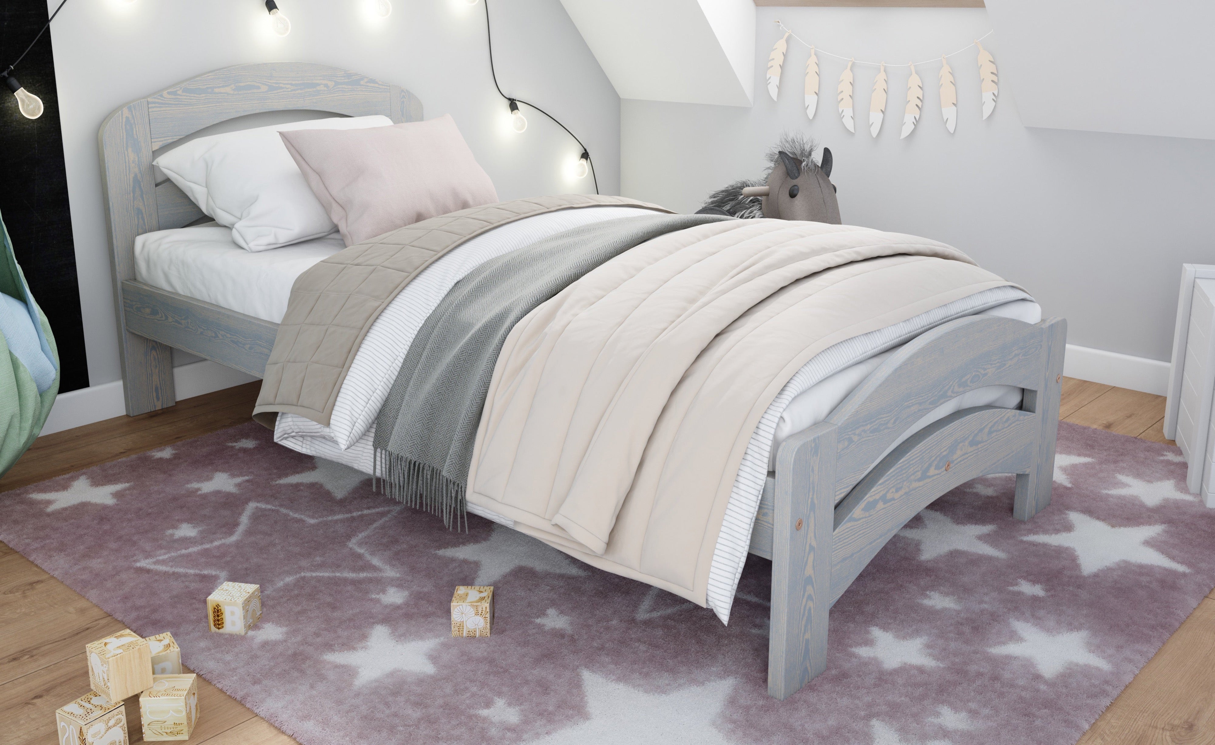 Nodax F10 Dala, Nodax wooden children's single bed, grey-washed finish