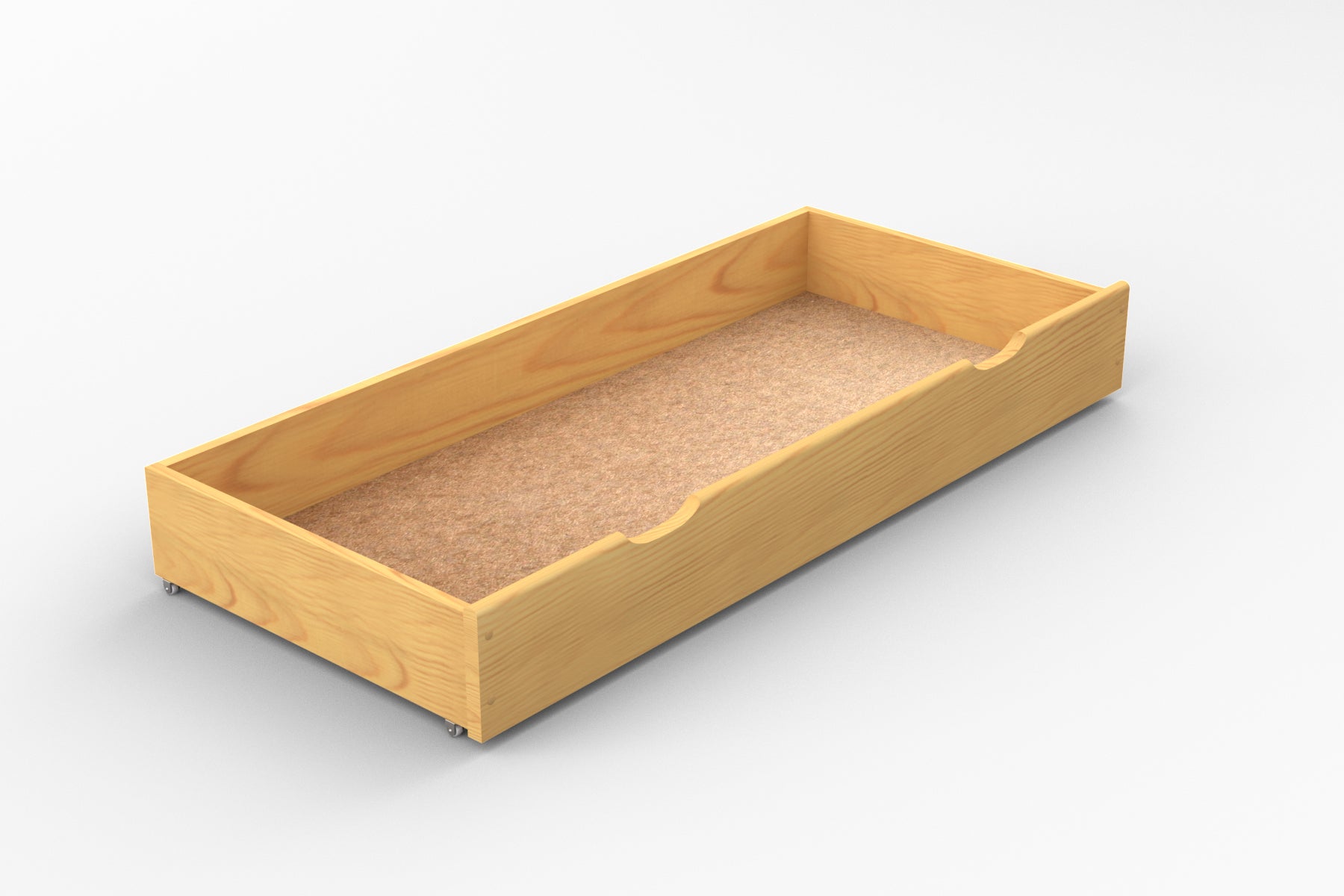 Nodax wooden underbed drawer, alder finish, hand grooves for easy pull and push
