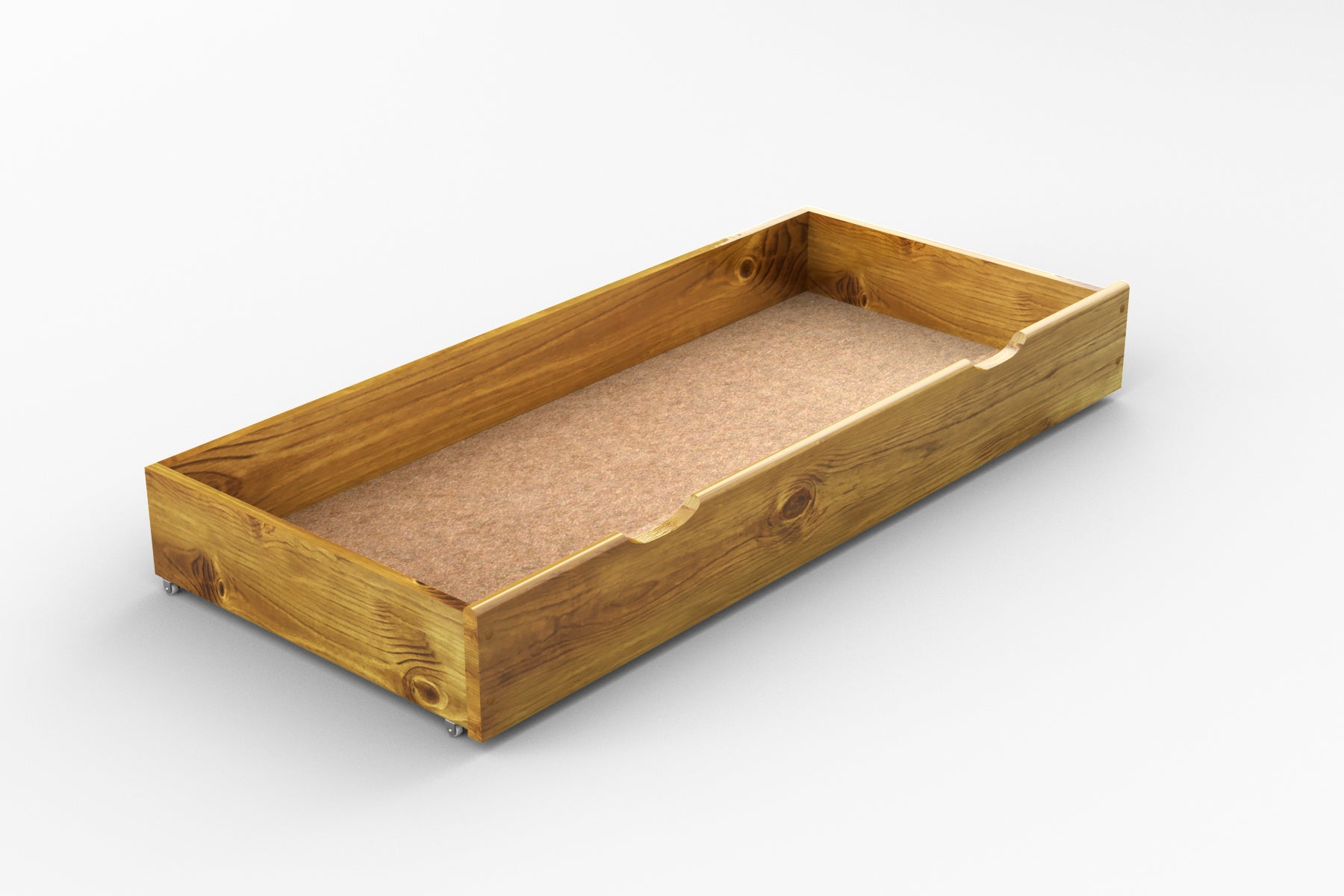 Nodax wooden underbed drawer, oak finish, hand grooves for easy pull and push