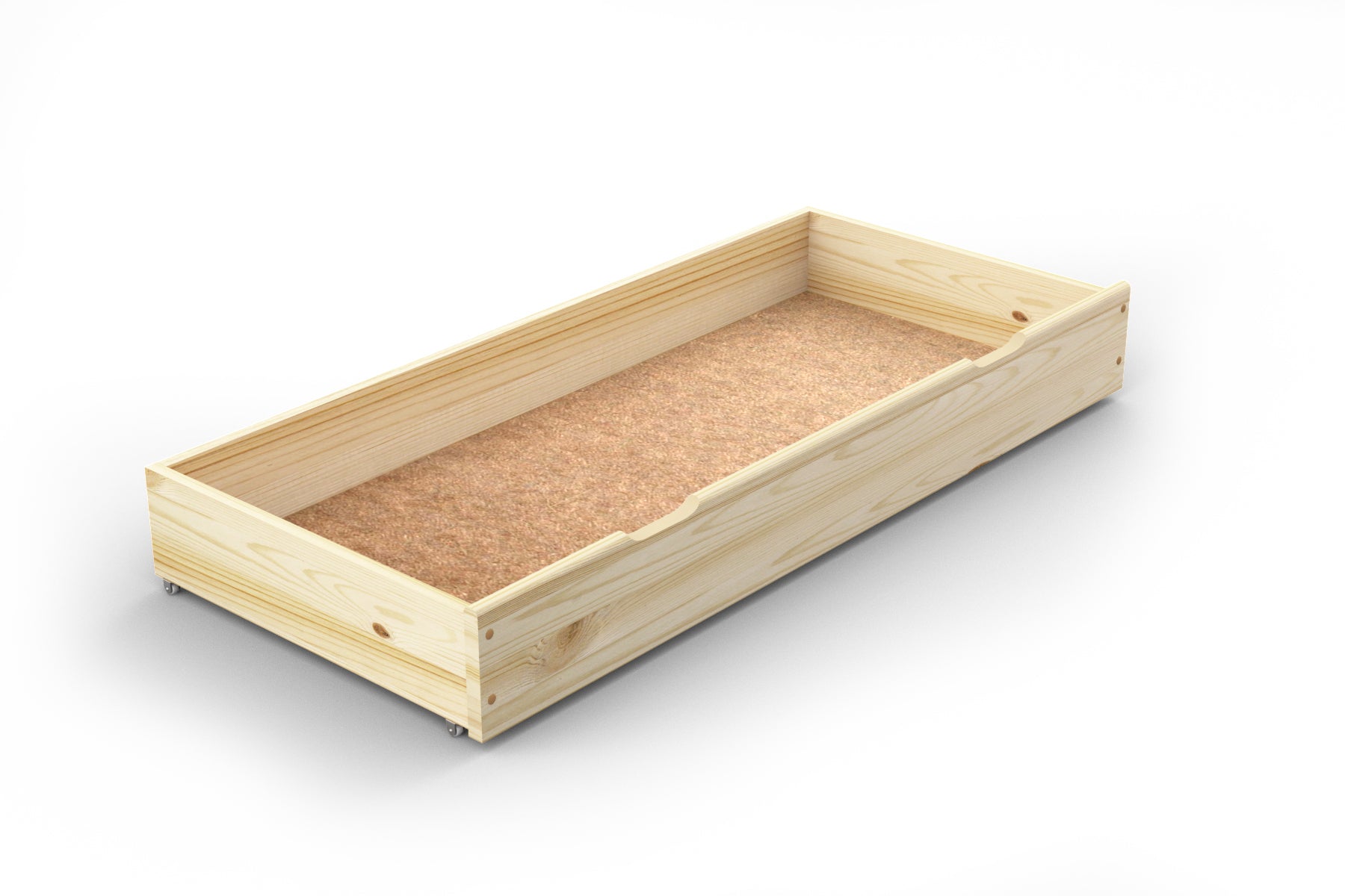 Nodax wooden underbed drawer, pine finish, hand grooves for easy pull and push