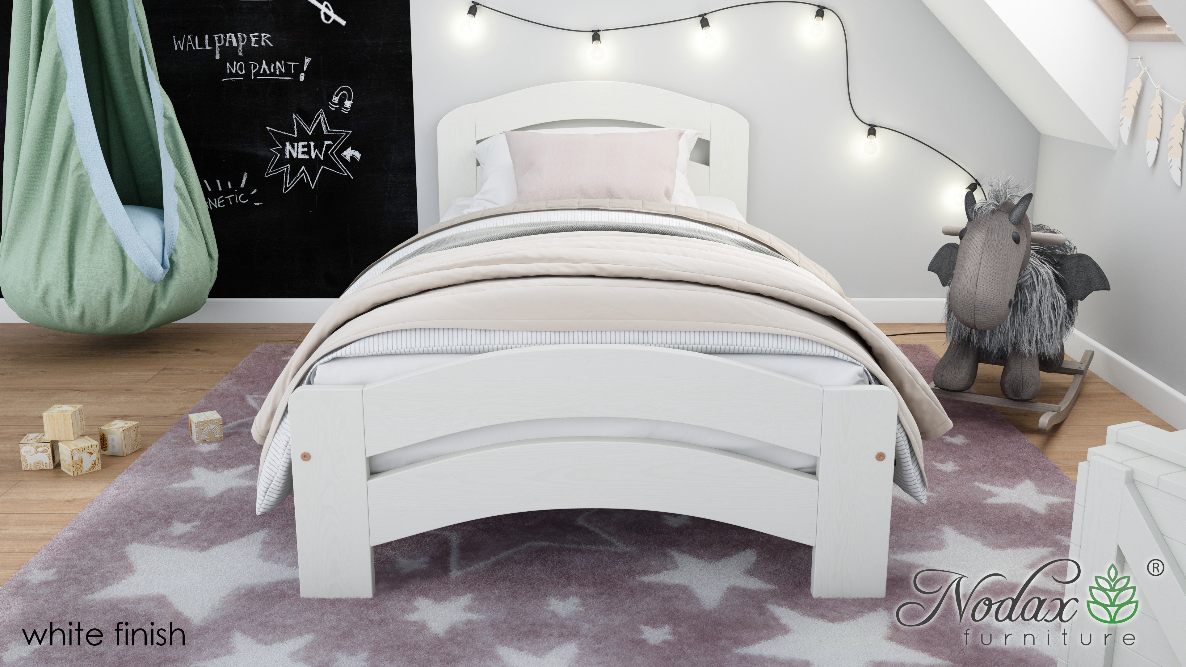 Nodax F10 Dala, Nodax wooden children's single bed, white finish