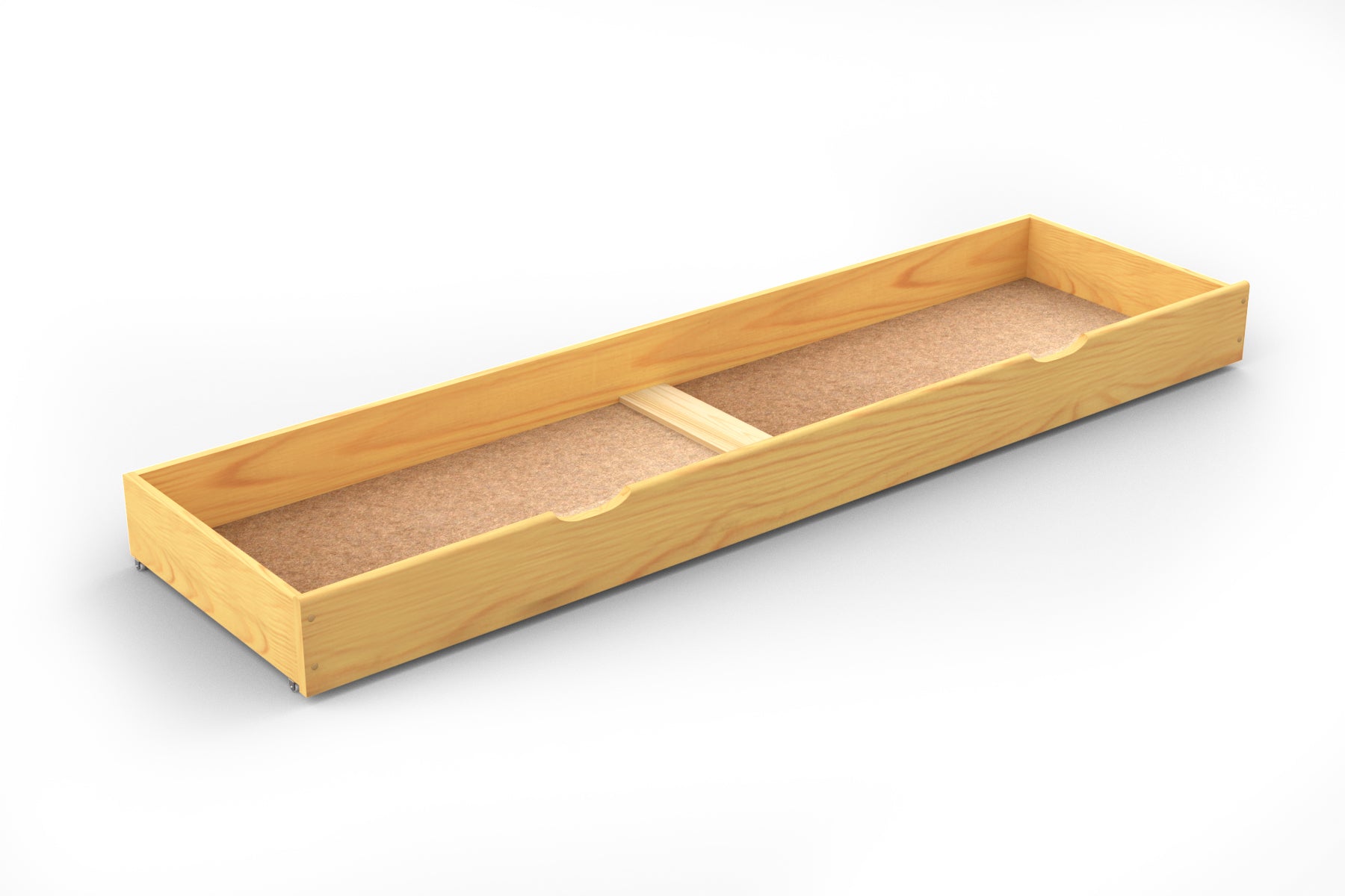 Nodax wooden underbed drawer, full bed length, alder finish, hand grooves for easy pull and push