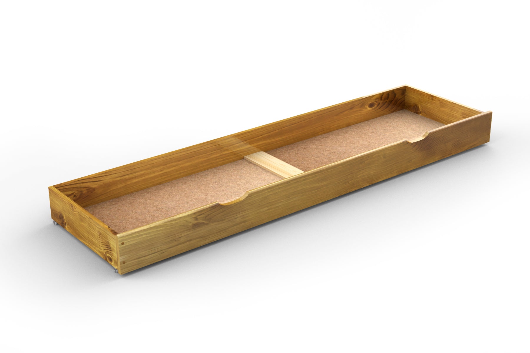 Nodax wooden underbed drawer, full bed length, oak finish, hand grooves for easy pull and push